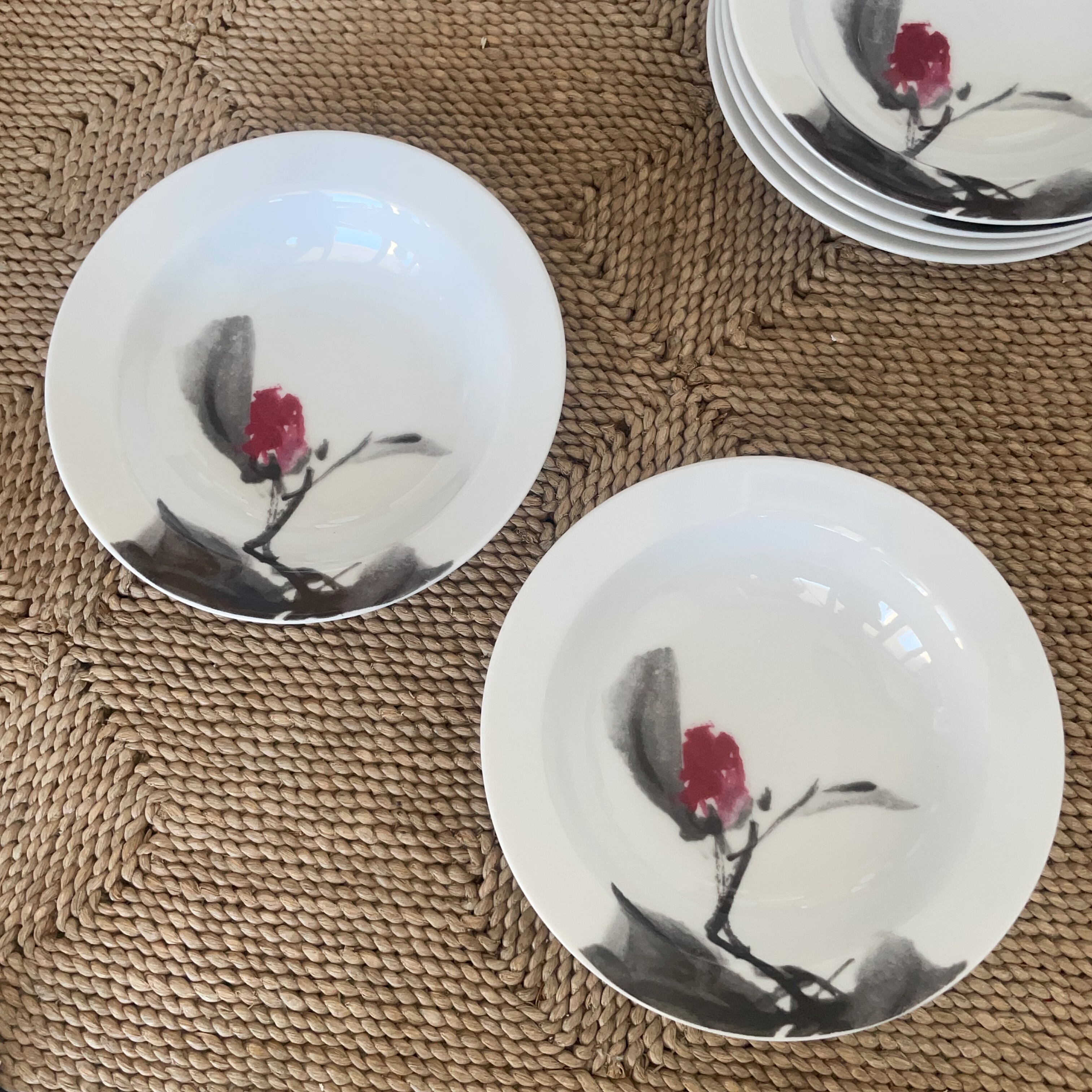 日本制 日本著名水墨画家内山雨海画 非手绘 盘子 碟子 2-358