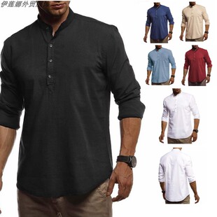 shirts for men longsleeve shirt men autumn clothing 麻料衬衣