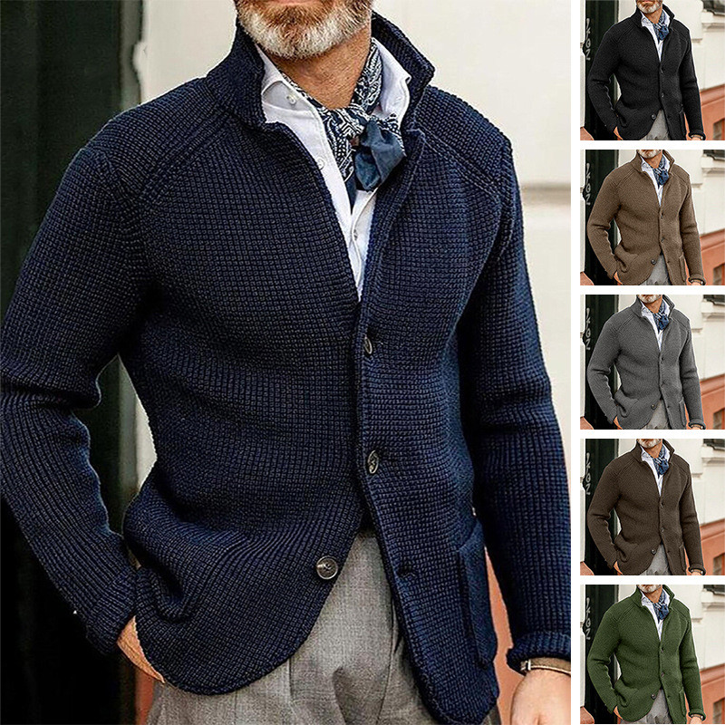 2025秋季新款立领毛衣休闲长袖夹克针织开衫外套男Men's sweaters