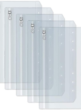 A5 A6 Clear Binder Cash Envelopes with Metal Zipper 6-Hole P