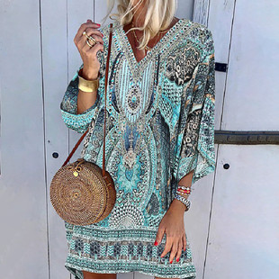Dress Loose Mini Sundress Bohemian Holiday Dresses 女连衣裙