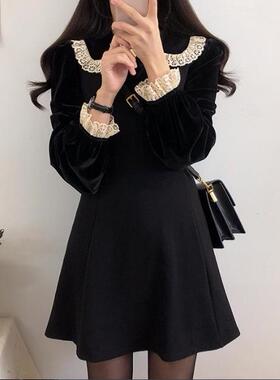 Lace Lapel Long Sleeve Velvet Shirt 蕾丝花边翻领长袖丝绒衬衫