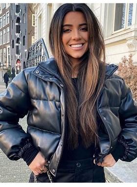 2022Winter women coat Warm thick leather Parkas femme jacket