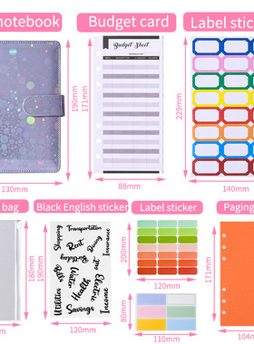 A6 PU budget binder money organizer cash saving notebook