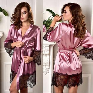 Robe Satin Silk Babydoll Lace Dress Lingerie Autumn Clothes