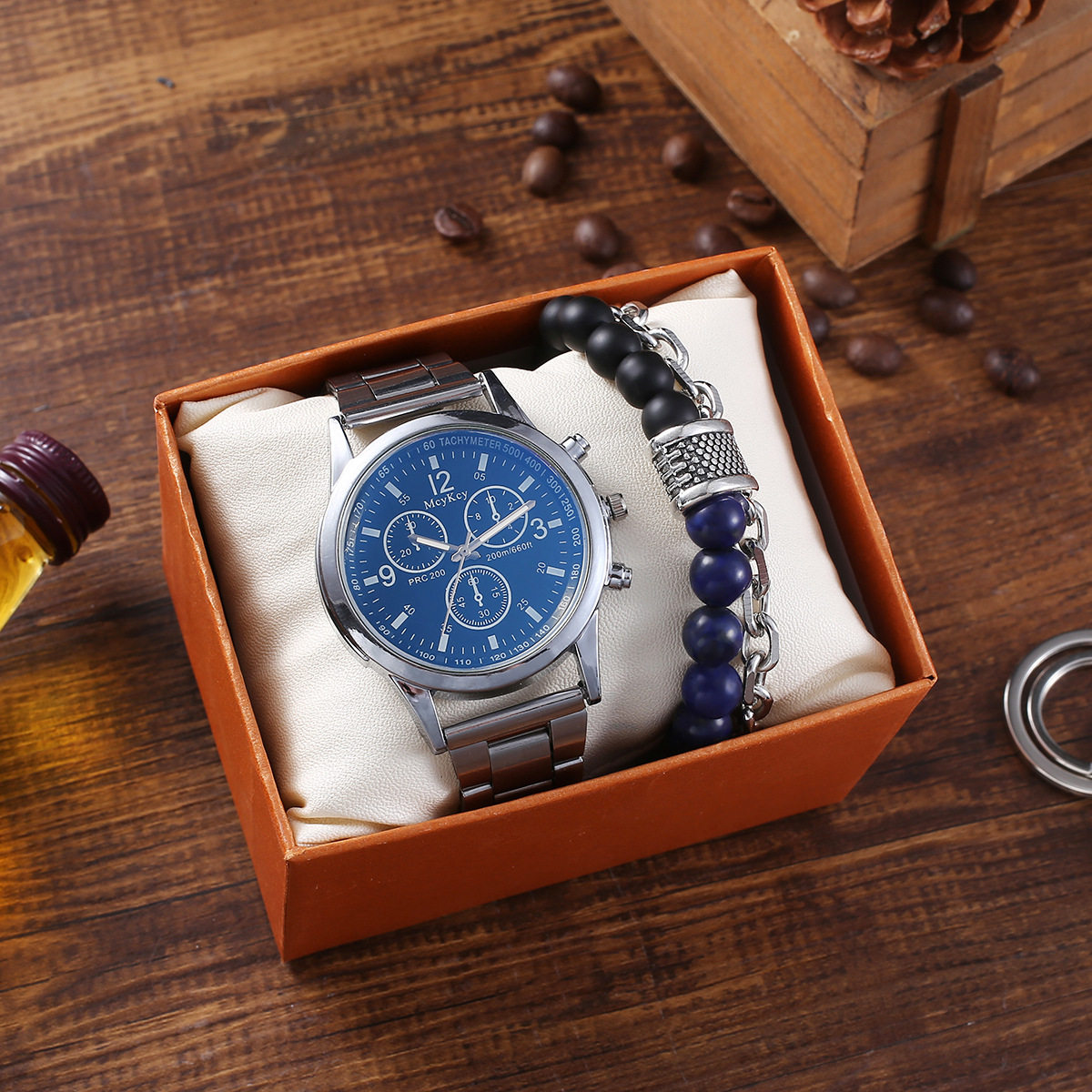 Wristwatch wallet cufflink ballpoint pen Gifts Set for men