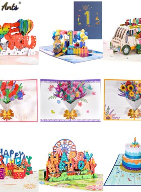 3D Pop-Up Cards Flowers Birthday Card Anniversary Gifts Post