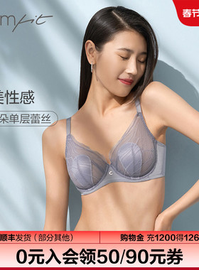 【波纹3D兔耳杯】 Comfit薄款文胸单层蕾丝内衣大胸显小胸CB00131