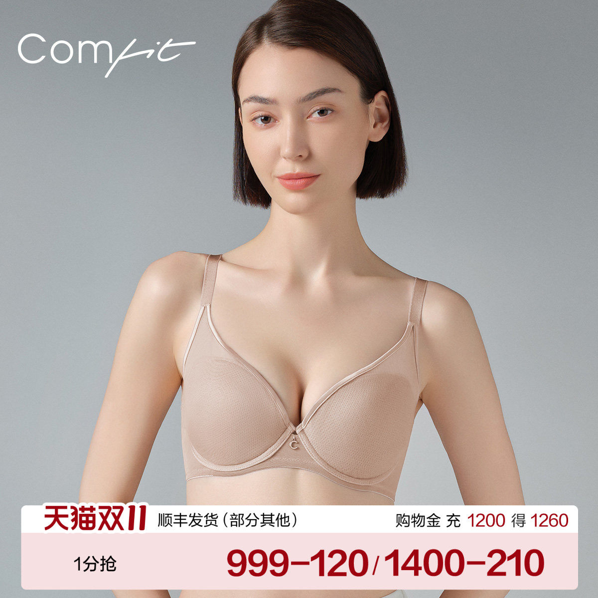 【商场同款】Comfit大胸显小女内衣网纱性感透气抗菌文胸CB00192