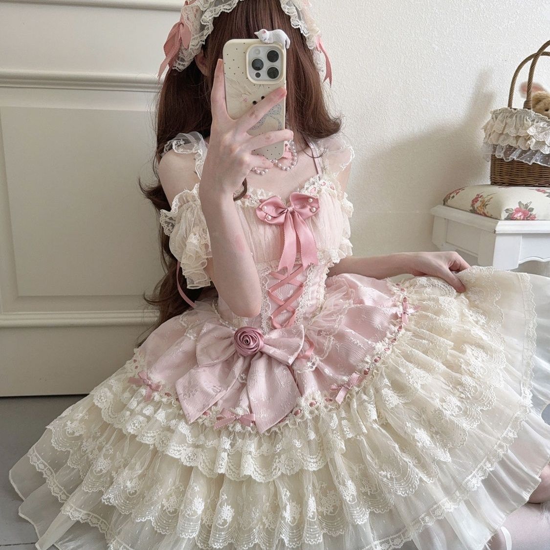 玫瑰礼赞白茶少女洛丽塔现货