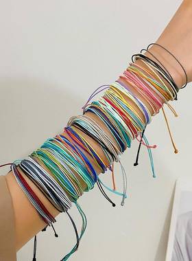 Women Adjustable Woven Colorful Wax Thread Bracelet 蜡线手炼