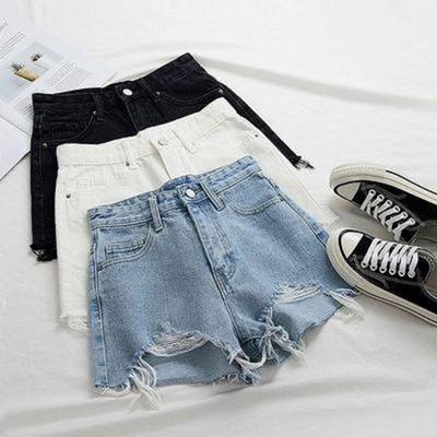 Shorts Women Summer 2021 hole high waist jeans burrs Pants