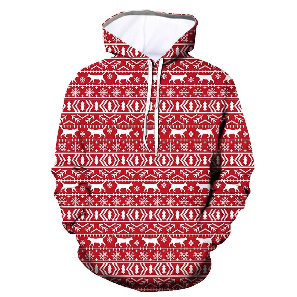 christmas stripe hooded men's sweater pullover hoodie ho
