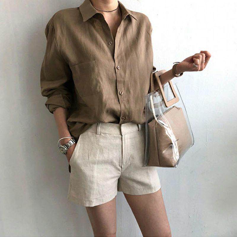 跨境外贸防晒长袖衬衫女士外穿2021春夏韩版新款港风宽松百搭上衣