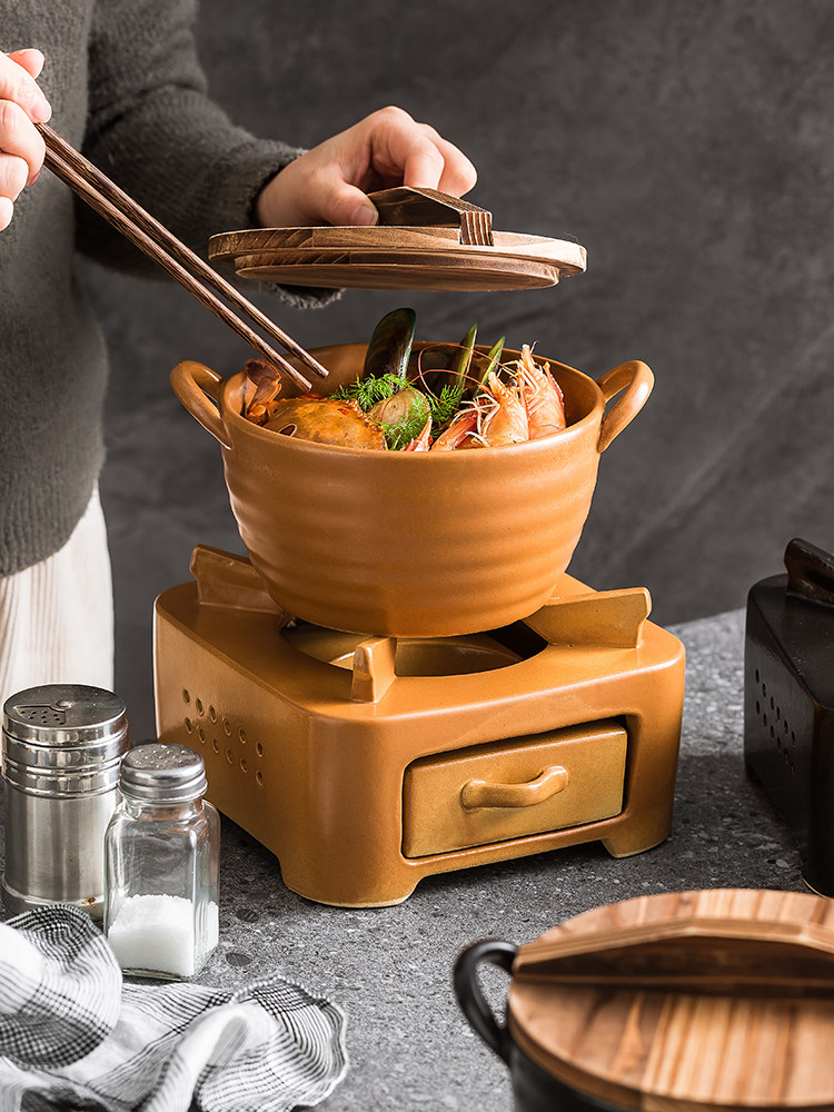 酒精炉小火锅家用砂锅陶瓷酒精块茶机热盘餐具加热新型干锅锅