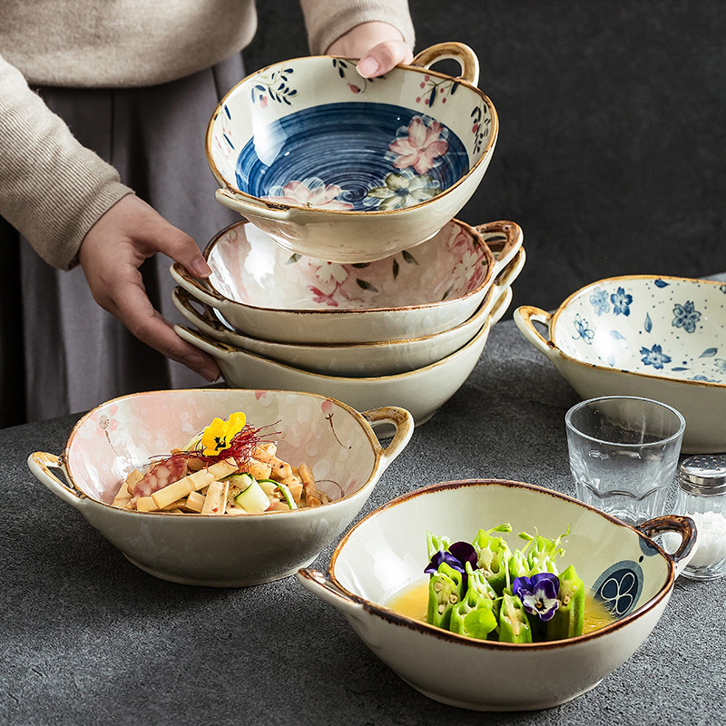 造器面碗双耳汤碗陶瓷餐具甜品碗高级感水果沙拉碗创意燕麦酸奶碗,餐饮具,碗,淘宝优惠券,粉丝福利购,淘宝优惠卷