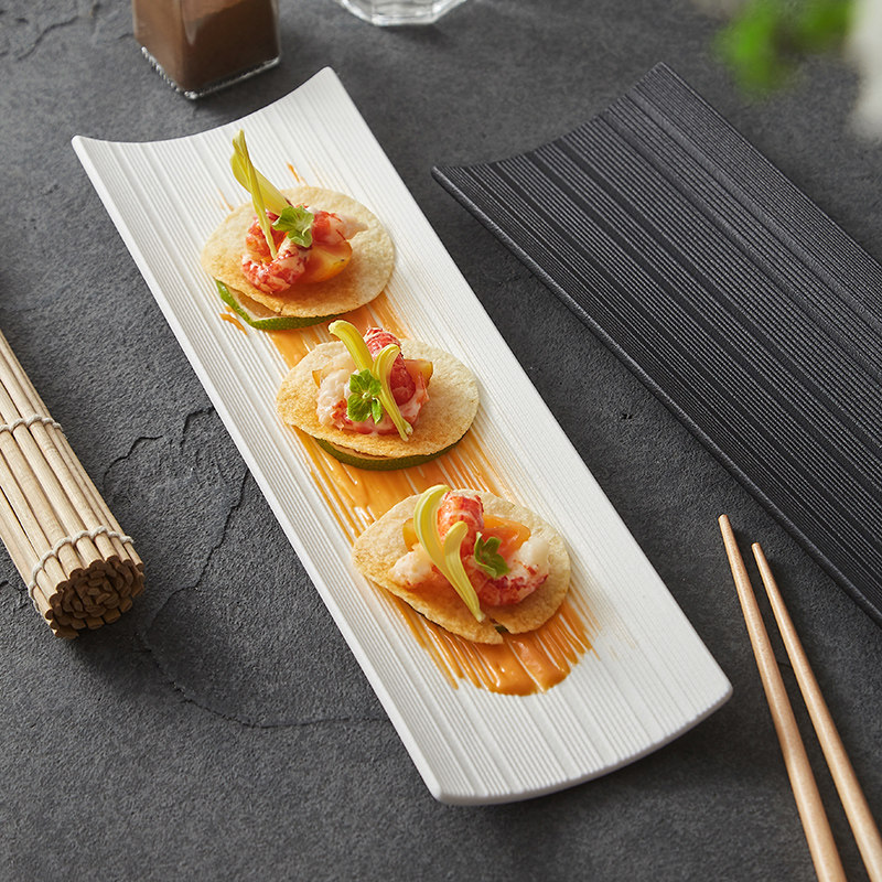 造器日式陶瓷寿司盘平盘高级感日料碟子商用创意餐具长方形刺身盘