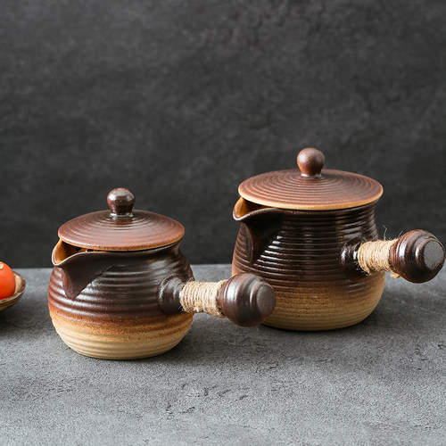 德化2025年新款户外围炉煮茶茶水分离干烧耐高温通用陶瓷侧把茶壶