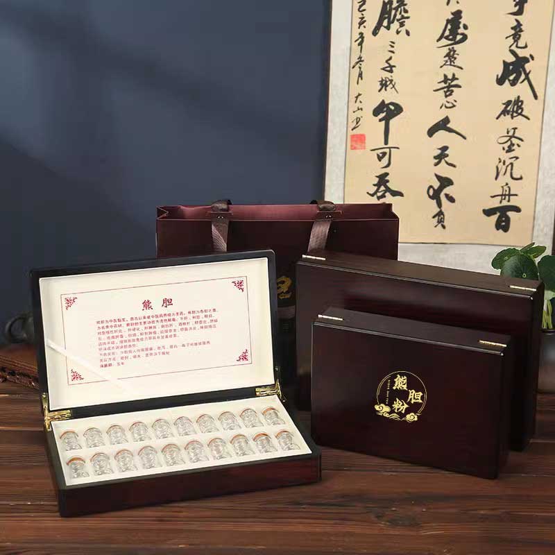 新品黑檀熊胆粉礼盒包装盒空盒现货速发木盒高品质礼品盒子定制