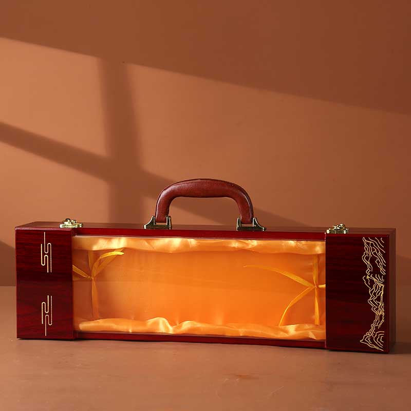 通用木盒包装盒党参人参高档礼盒空盒定制仿红花梨木纹手提式翻盖