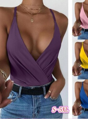2021欧美亚马逊速卖通eaby新款吊带纯色交叉上衣