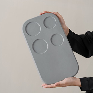 全季酒店茶盘竹纤维密胺茶水台置物托盘灰色长方形餐厅防滑超厚重