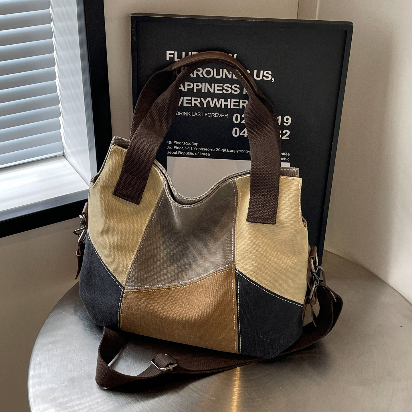 撞色帆布包2025新款时尚百搭单肩包潮流女包休闲大容量手提斜挎包