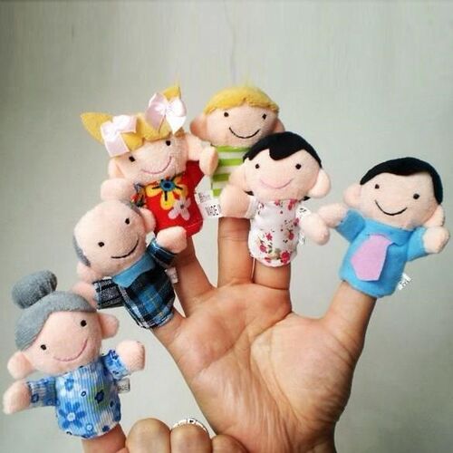 lovely and lively 6pcs family finger puppets cloth doll baby