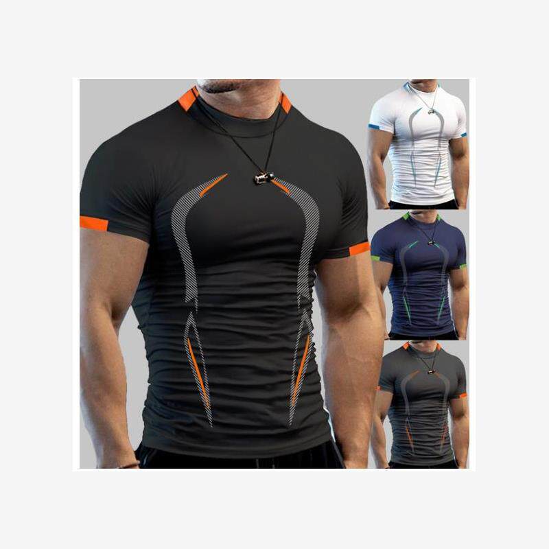 夏季男士健身训练透气短袖速干衣运动时尚T恤fitness men t shirt