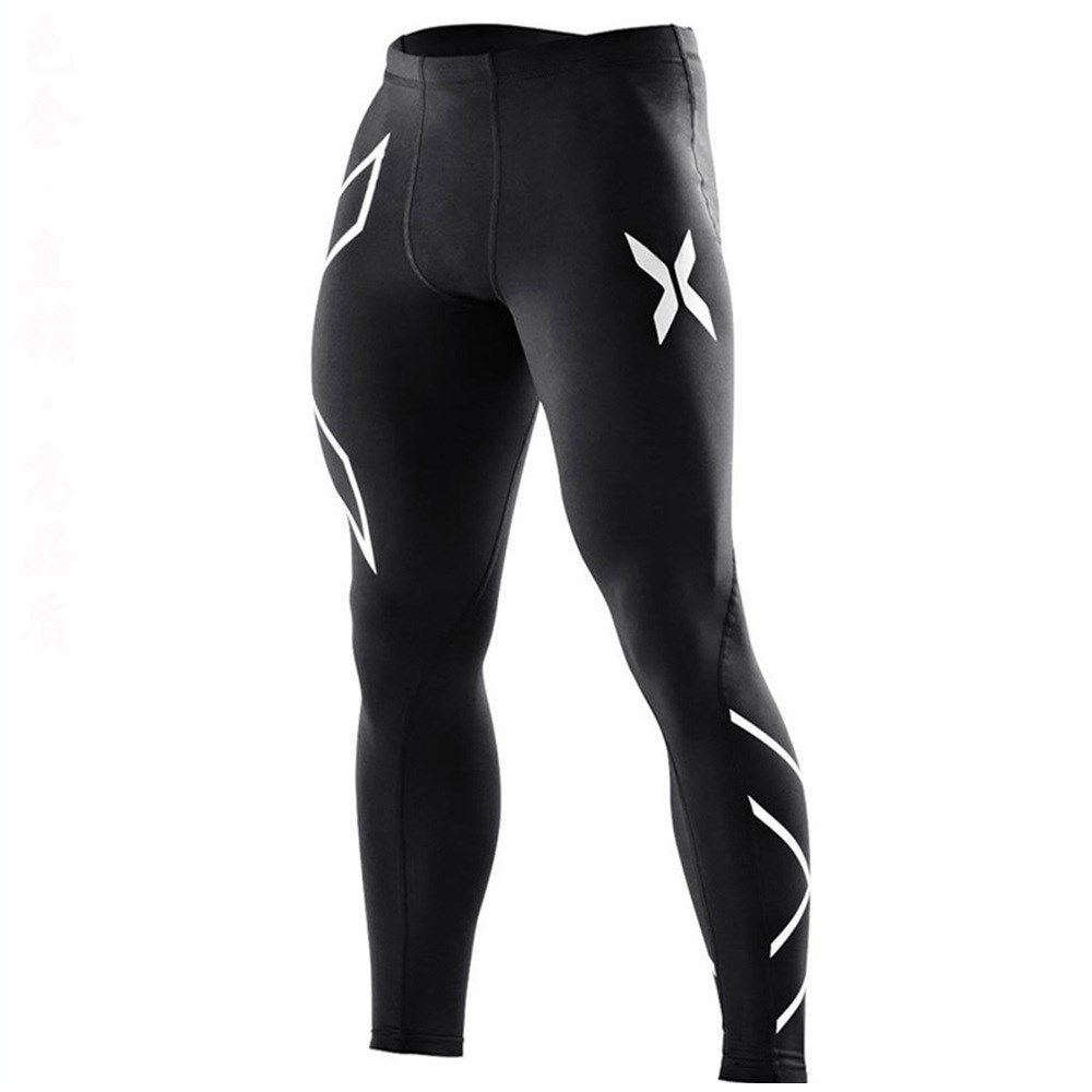 Men Compression Tight Long Pants Black Trousers Joggers Slim