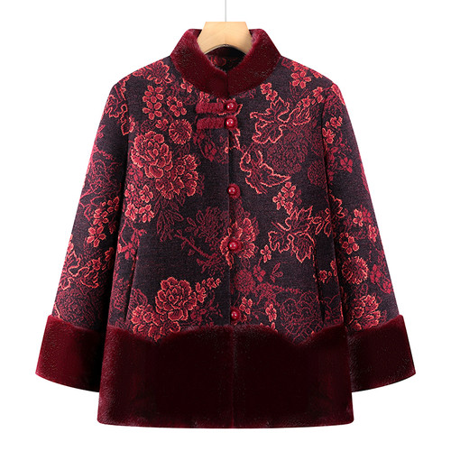 老太太加绒加厚奶奶冬季衣服老年人冬装母亲棉袄老人棉衣外套婆婆