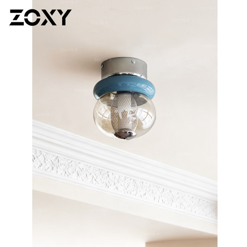 zoxy 复古玻璃金属吸顶灯2026新款玄关过道走廊轻奢设计师款灯具