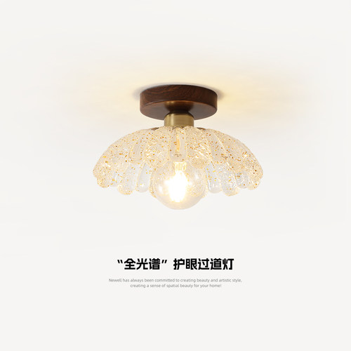 法式中古风走廊走道吸顶灯创意金箔轻奢设计师阳台灯入户玄关灯具