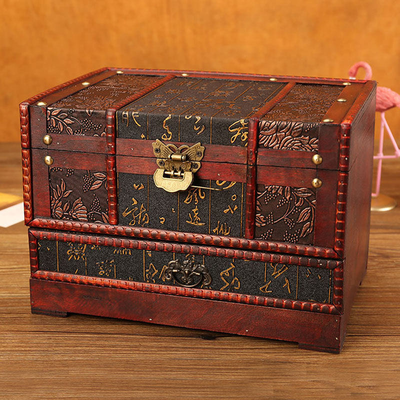复古手饰首饰盒木质带锁大容量发簪饰品收纳盒珠宝发钗头饰梳妆盒,收纳整理,首饰盒,淘宝优惠券,粉丝福利购,淘宝优惠卷