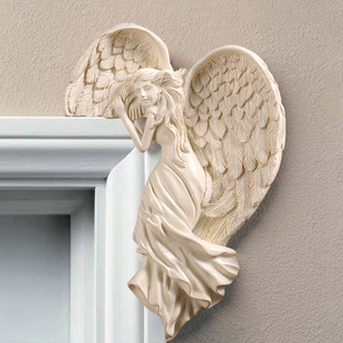 欧式 翅膀救赎天使摆件免打孔门框背景墙壁饰沙发树脂挂件 跨境新款