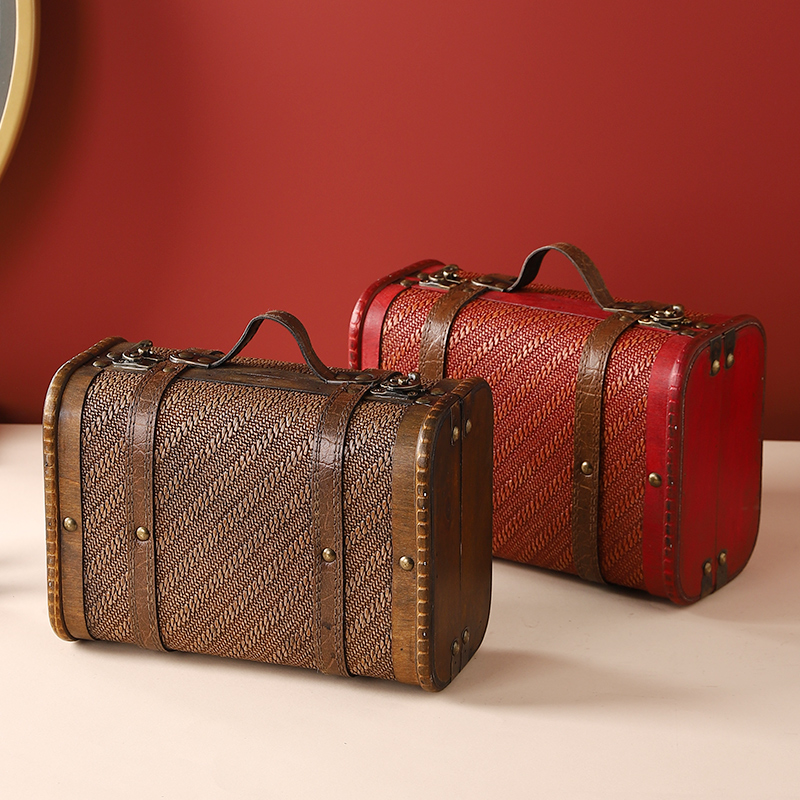 中式复古老式手提箱收纳箱珠宝盒