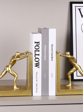 创意树脂人物桌面书立架书挡防倒