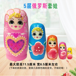5层俄罗斯套娃实木手绘