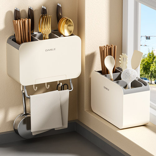 壁挂式筷子收纳盒家用筷笼筷勺刀架置物架沥水筷筒厨房收纳架台面