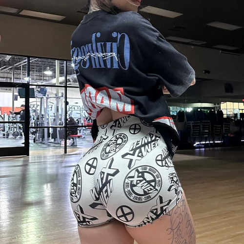 针织战警联名款无缝高腰短裤