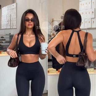 宝藏女孩csb文胸3色~带胸垫SelenaCrop美背弹力欧美深V运动文胸