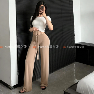 夏季女高腰垂感直筒瑜伽裤