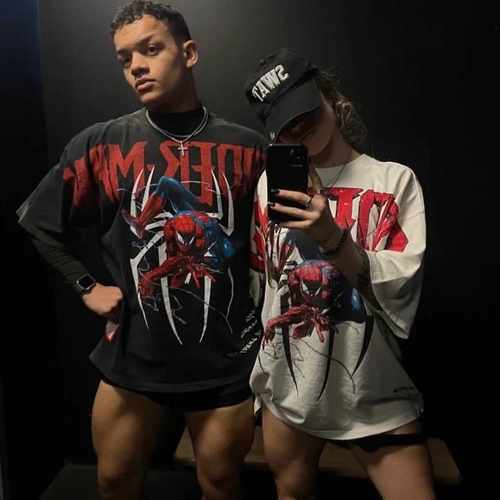 短袖t恤辣妹蜘蛛侠美式宽松情侣