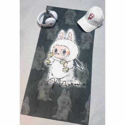 推荐！宝藏女孩原创手绘Labubu系列柔软吸汗撸铁健身瑜伽运动毛巾