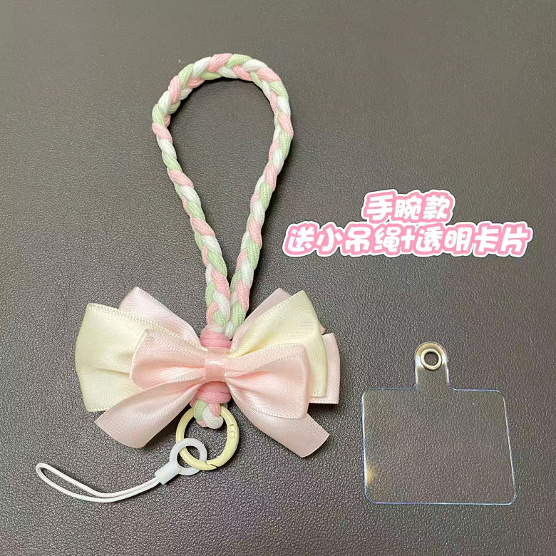 韩系蝴蝶结脖糖果色ins网红手提通用手机手腕式防摔挂绳相机防掉