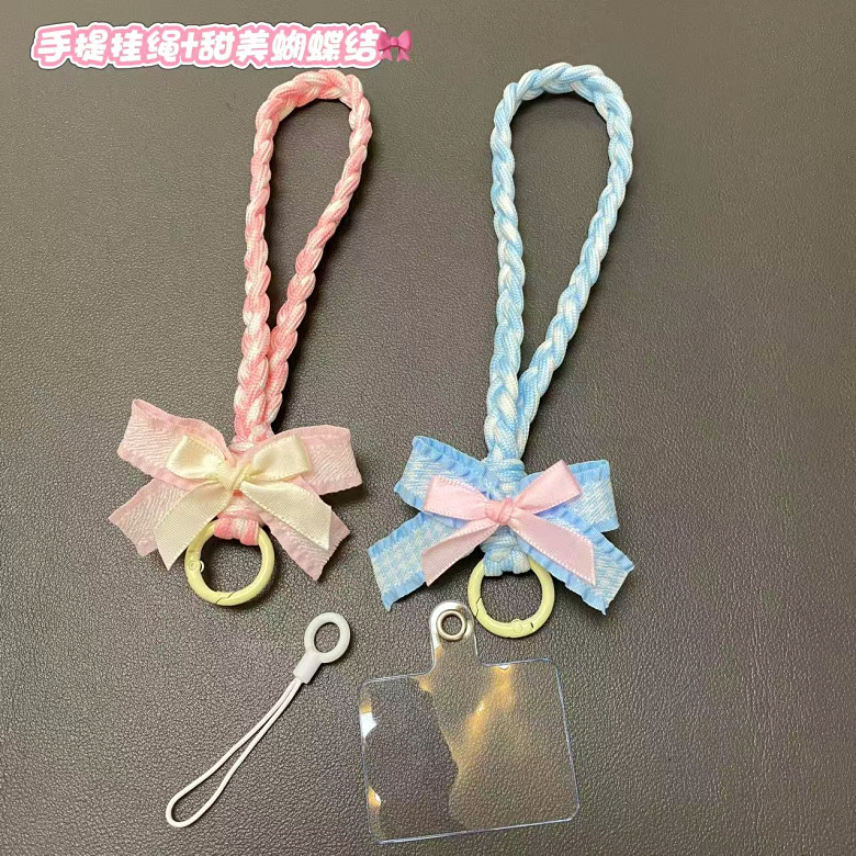 韩系蝴蝶结脖糖果色ins网红手提通用手机手腕式防摔挂绳相机防掉