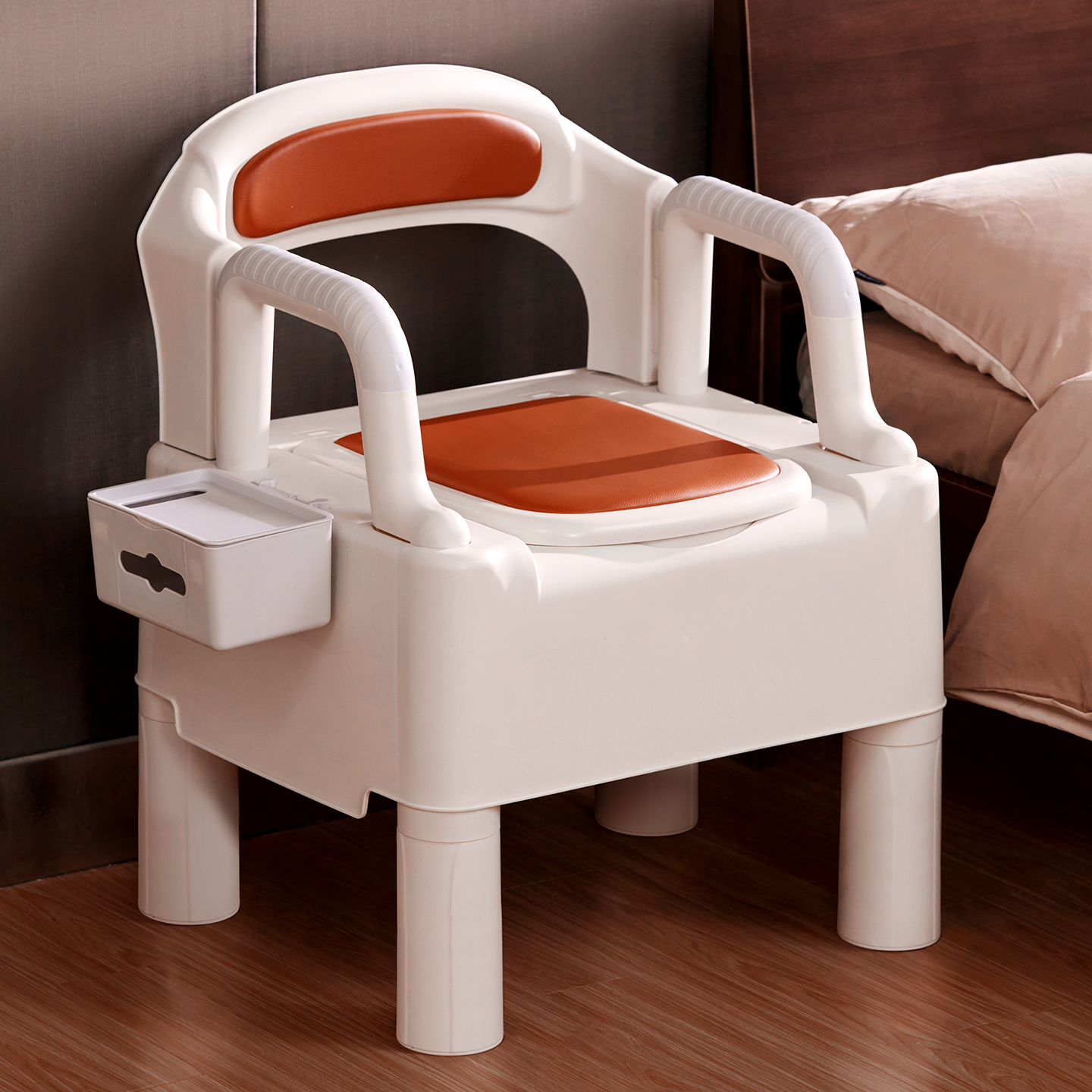 【轮椅式】老人移动坐便椅大空间