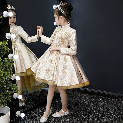 儿童公主裙女童高端长袖礼服