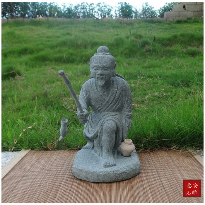 石雕独钓者老翁雕刻姜太公钓鱼雕塑装饰摆件办公家居摆设茶室人物