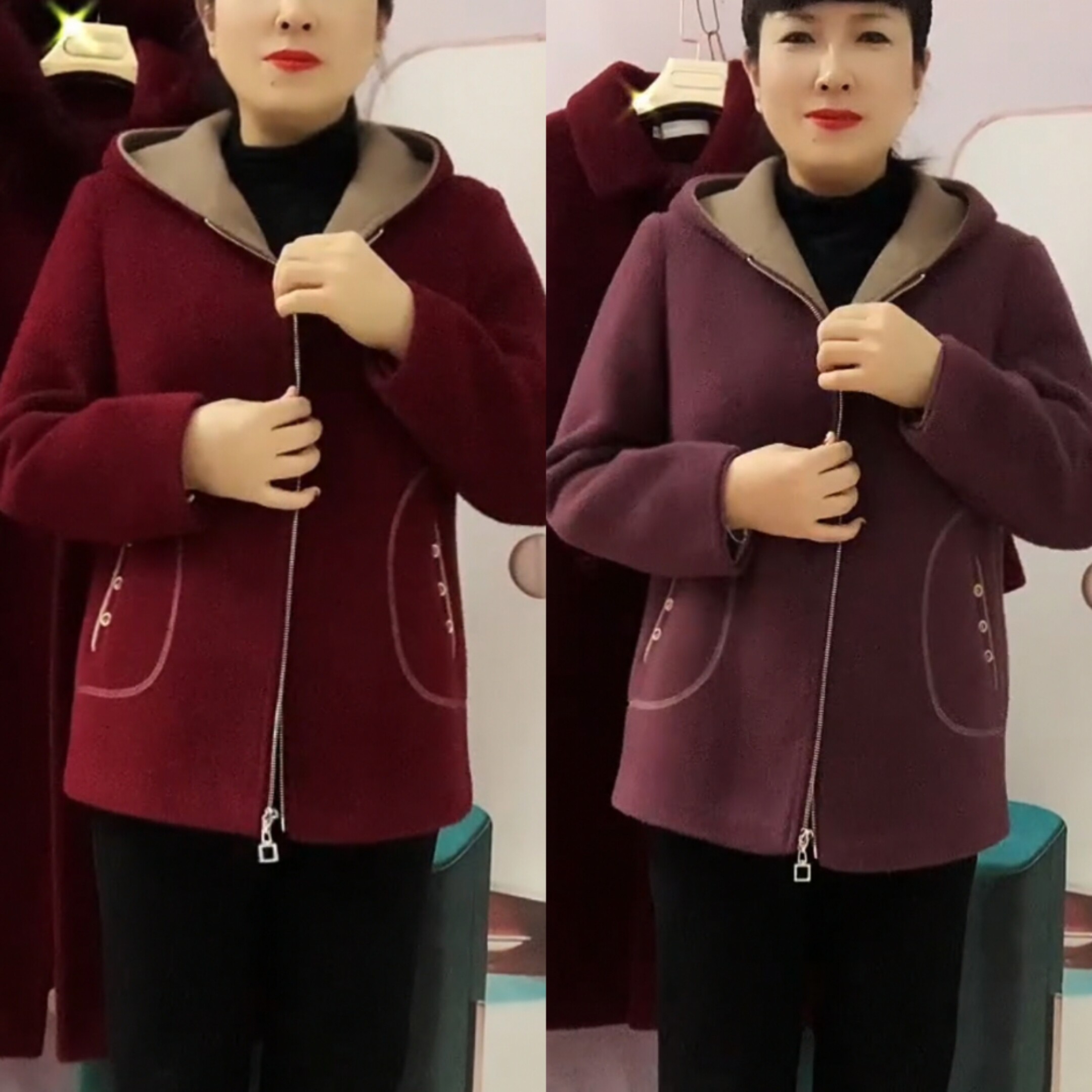 春季连帽金貂绒外套女款春季新款大码女装外衣百搭中老年女装外套图片